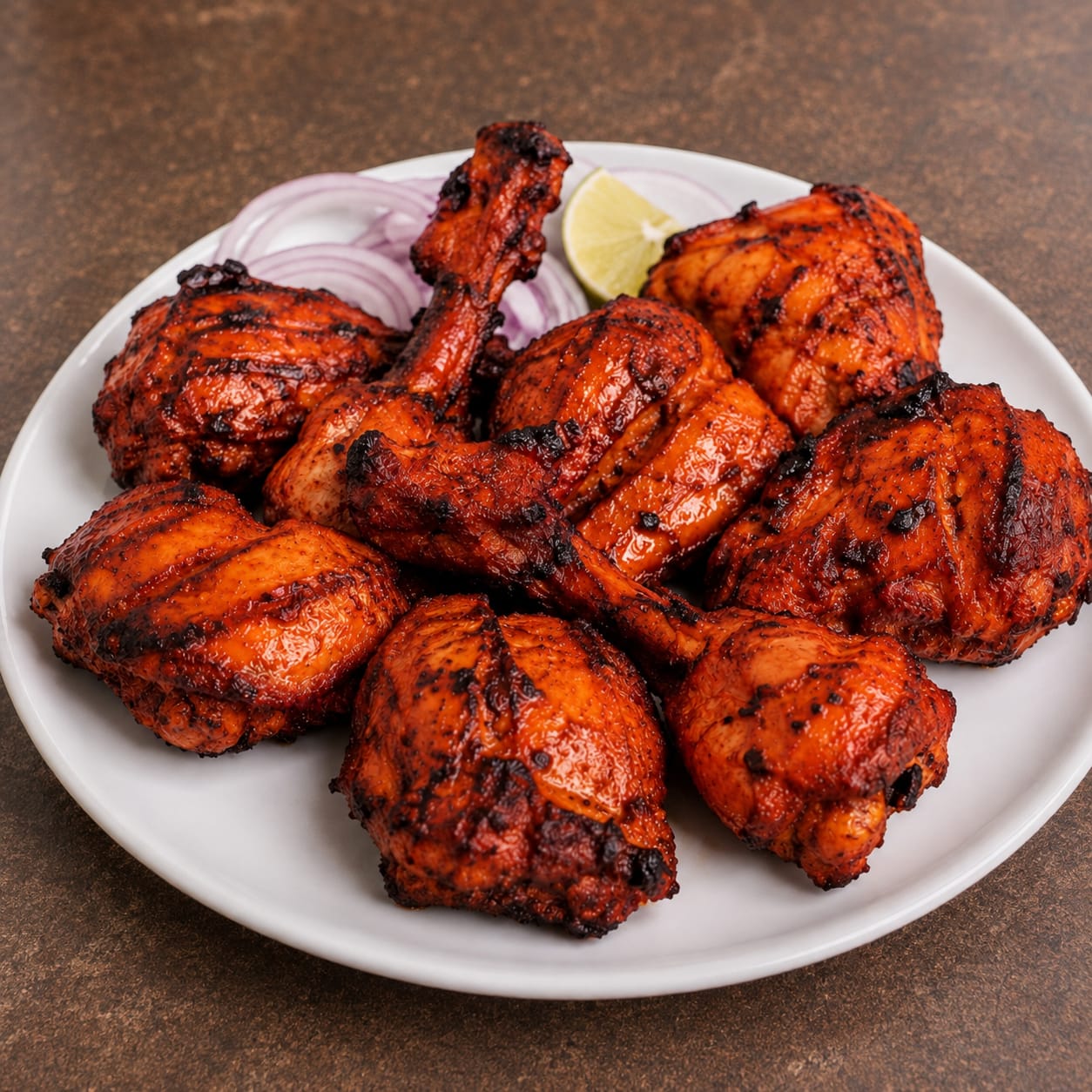 Succulent tandoori chicken grilled to perfection